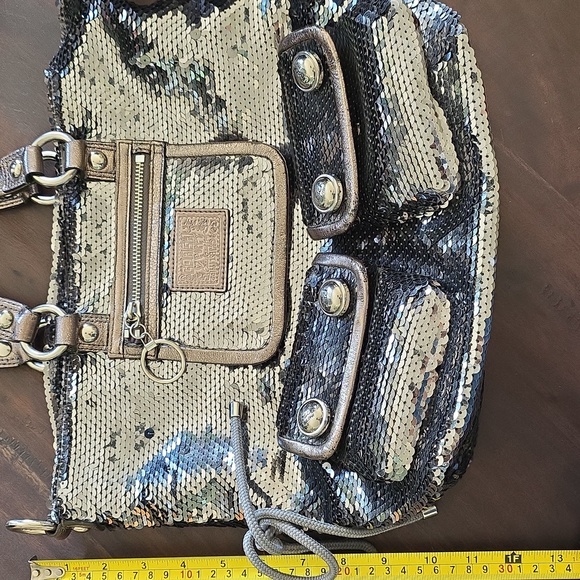 Coach Poppy Disco Silver Sequin Shoulder Bag - Picture 8 of 10